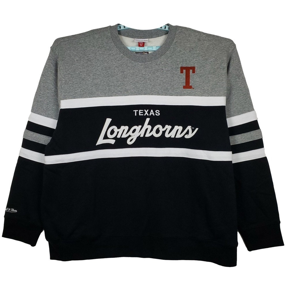 Texas Longhorns Mitchell & Ness NCAA 5XL Sweatshirt Script Logo Black Gray NWT